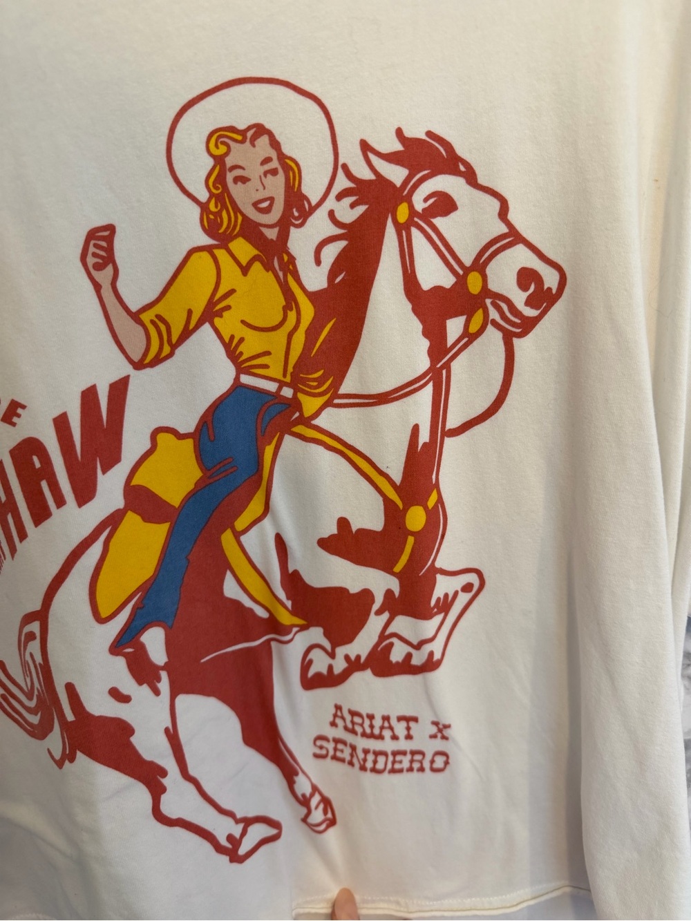 Ariat White Short-Sleeve Tee with Red and Yellow Western Rider Graphic - Picture 2 of 4